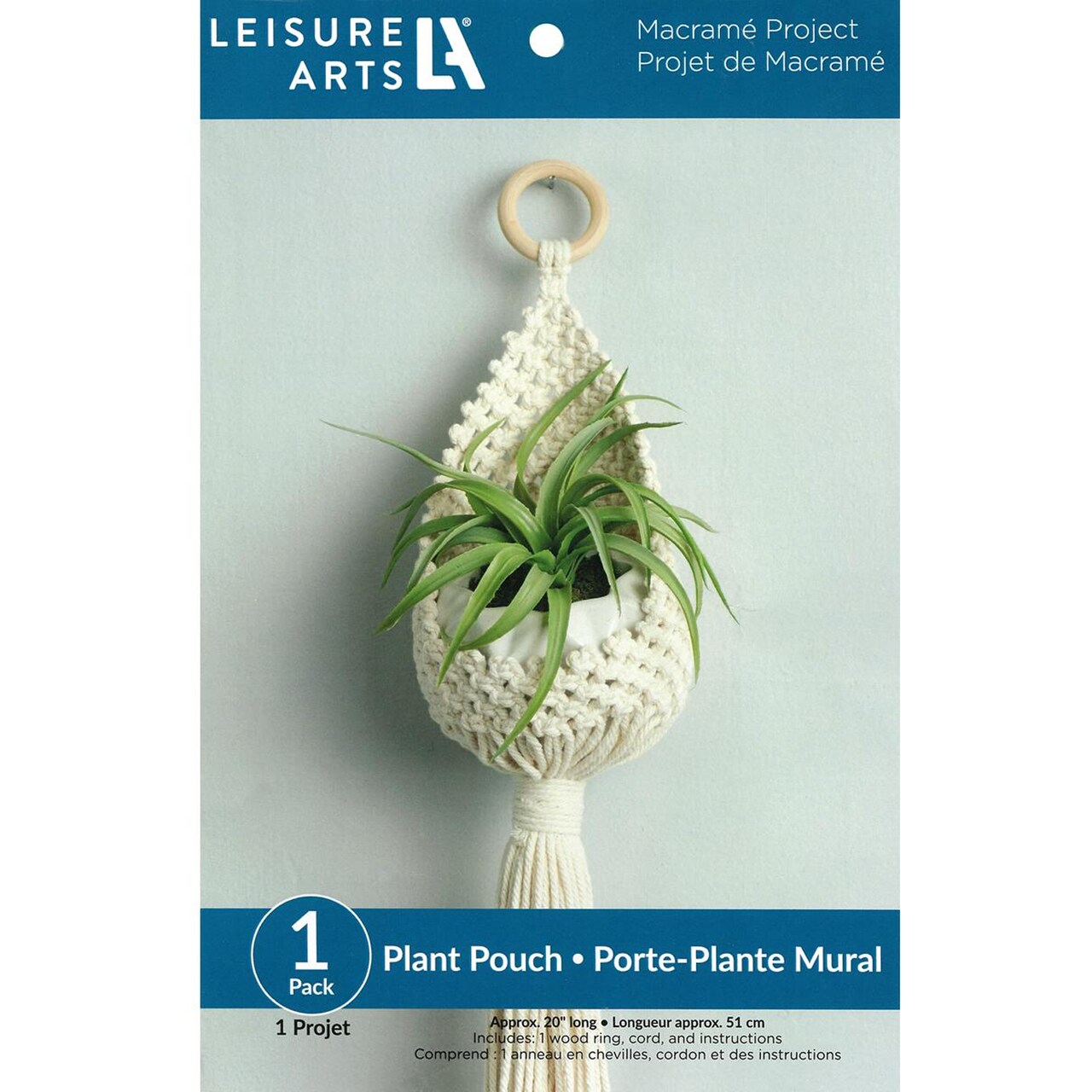 Leisure Arts Macrame Kit Plant Pouch, Macrame Kits For Adults Beginners, Plant Hanger Kit, Beginners Kit, Diy Kit Beginner